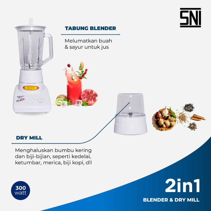 Miyako Blender Plastik 1 Liter 2in1 - BL101PL | BL-101 PL